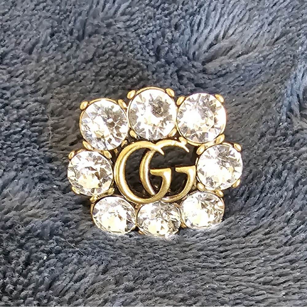 Gucci Crystal Double G Cocktail Ring